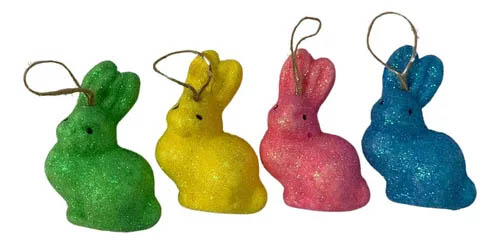 Kit Enfeite Decorativo Perdurável Coelho Sortidos 6,5cm - 4 Peças