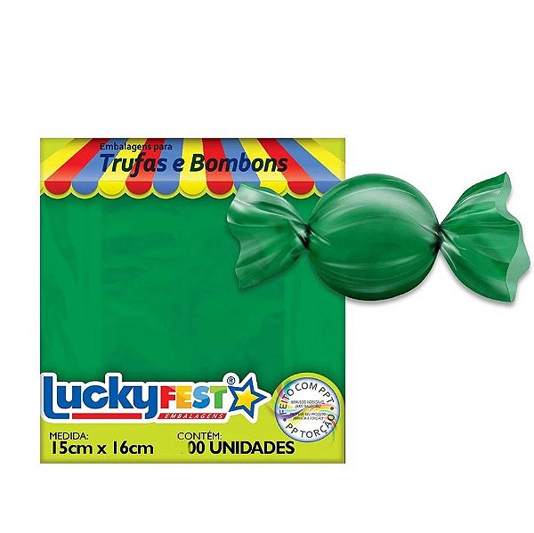 Embalagem Trufas e Bombons Lisa Verde 15cm x 16cm - 50 Unidades