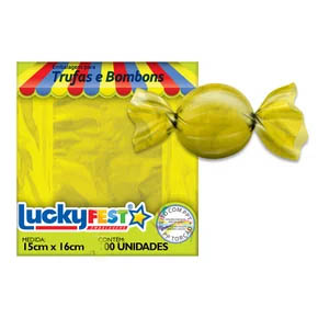 Embalagem Trufas e Bombons Lisa Amarelo 15cm x 16cm - 50 Unidades