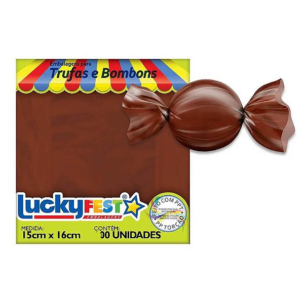 Embalagem Trufas e Bombons Lisa Marrom 15cm x 16cm - 50 Unidades
