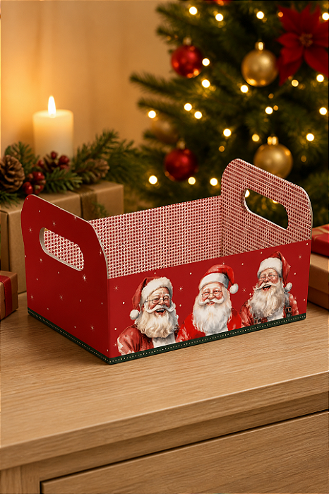 Caixote Natalino Papai Noel M - 22x15x13cm - 1 Unidade