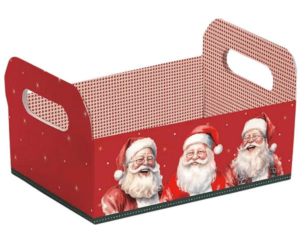 Caixote Natalino Papai Noel G - 26x18x15cm - 1 Unidade