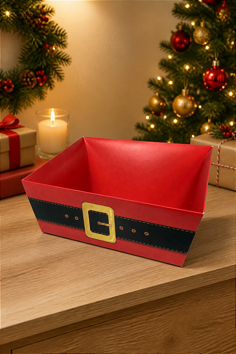 Cesta De Cartão Trapézio - Cinto Noel - Louvre Natal - 1 Unidade