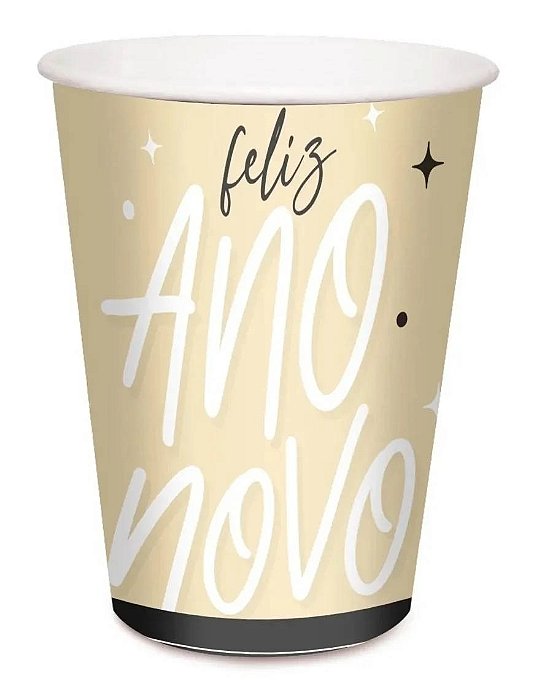 Copo Papel Feliz Ano Novo 240ml - 8 Unidades