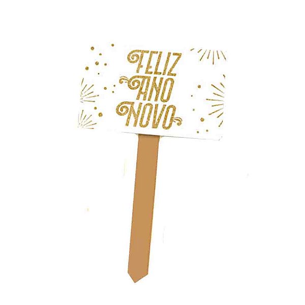 Placa de Jardim Feliz Ano Novo 30cm