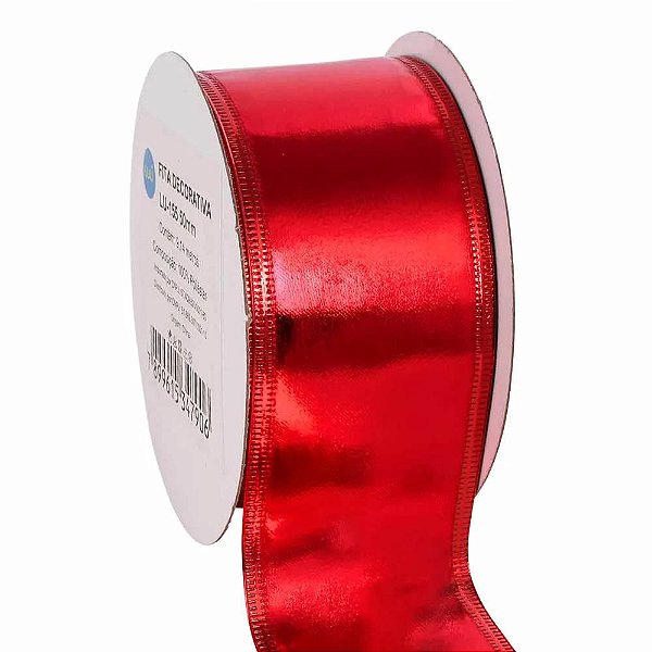 Fita Natalina Vermelho 60mm - Rolo com 9 Metros