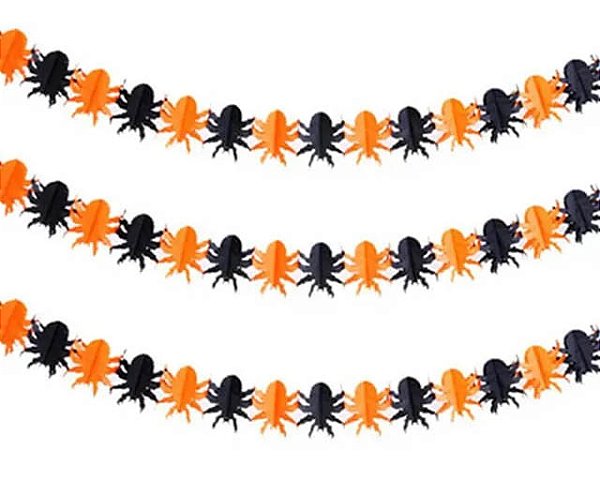 Guirlanda de Papel Aranha Halloween - 2 Metros - 1 Unidade
