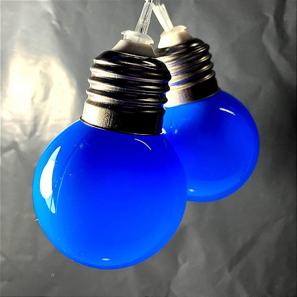 Cordão 10 Lâmpadas de Leds Pisca Azul - Bivolt - 2 Metros