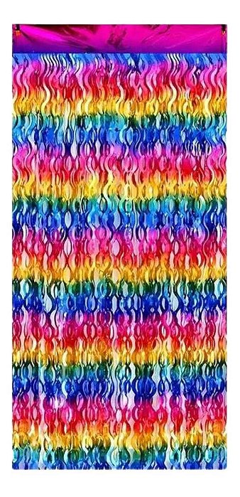 Cortina Decorativa Metalizada Espiral Colorida - 2x1 Metros