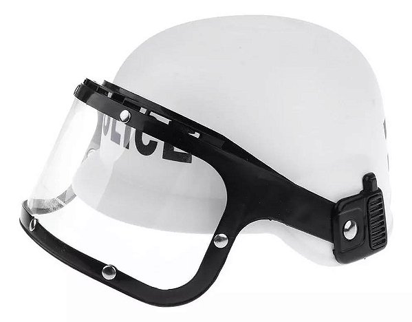 Capacete Adulto Policial Tropa de Choque Branco / Preto