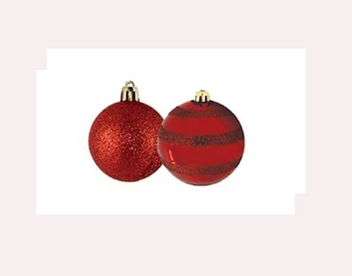 Bola Mista Decorada 6Cm Vermelho - 5 Unidades