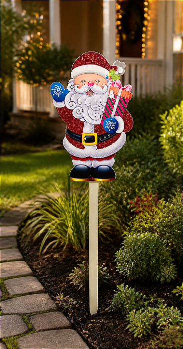 Pick Jardim Natalino Papai Noel Glitter 70cm