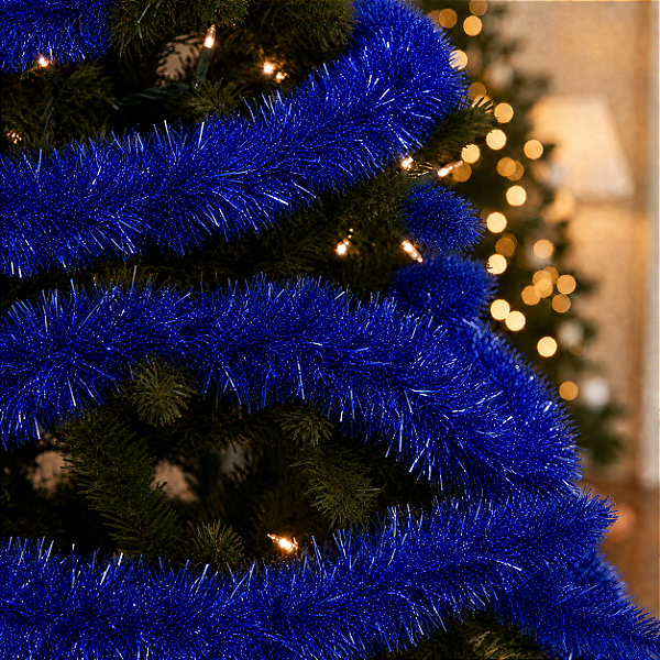 Festão Metalizado Natalino - Azul Royal 1,80m x 5cm – Decoração Brilhante e Festiva
