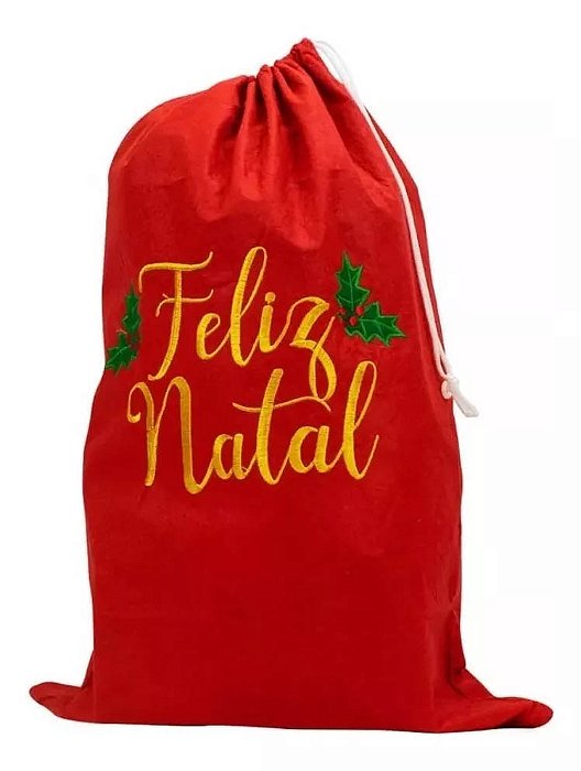 Saco de Presente em Tecido Natalino – Enfeite e Decoração 40x60cm