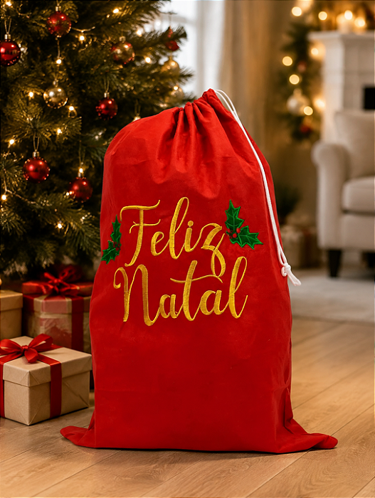Saco de Presente em Tecido Natalino 40x60cm