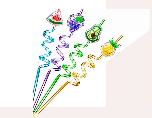 Canudos Em Formato De Frutas - 4 Unidades