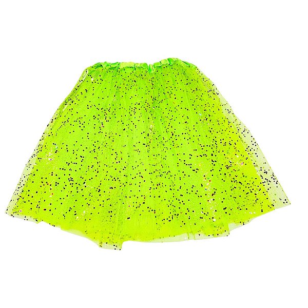 Saia De Tule Verde Com Brilho Glitter - 40cm