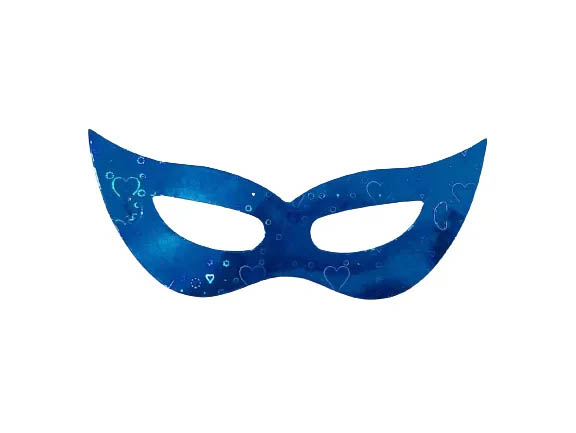 Máscara Holográfica Azul para Decoração Carnaval 60cm x 25cm - 6 Unidades