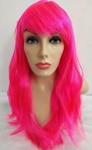 Peruca Longa Lisa Pink para Festas