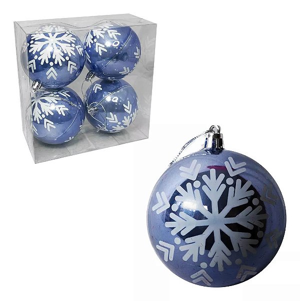 Bola De Natal Brilhante Lilas 8cm - 4 Peças