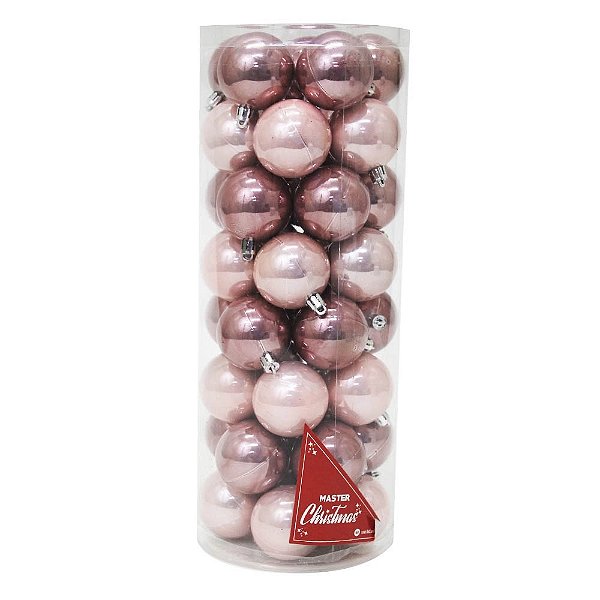 Kit 40 Bolas De Natal Dourada 5cm Lisa Rosé