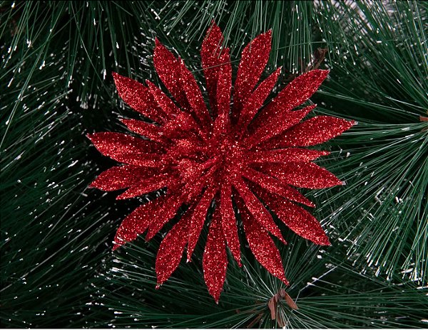 Kit 3 Enfeites para Árvore de Natal Flor - 3 Unidades