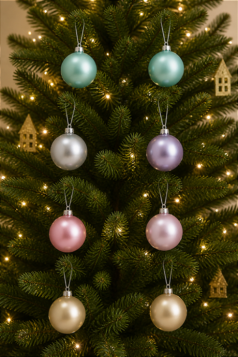 Kit C/8 Und Bolas De Natal Coloridas 6cm - 8 Bolas
