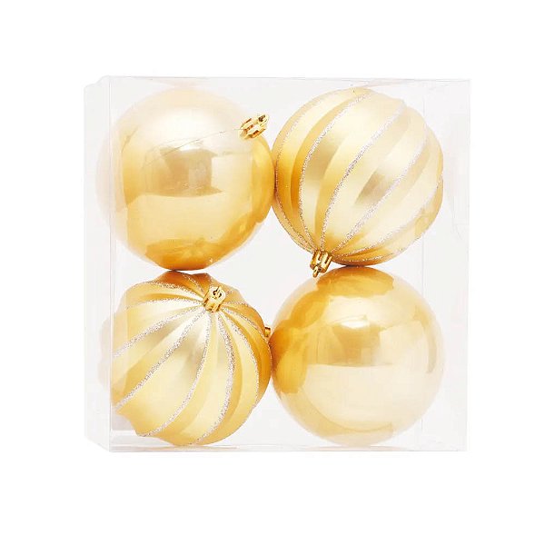 Bola Gomos/Lisa Dourado 5cm - 4 Unidades