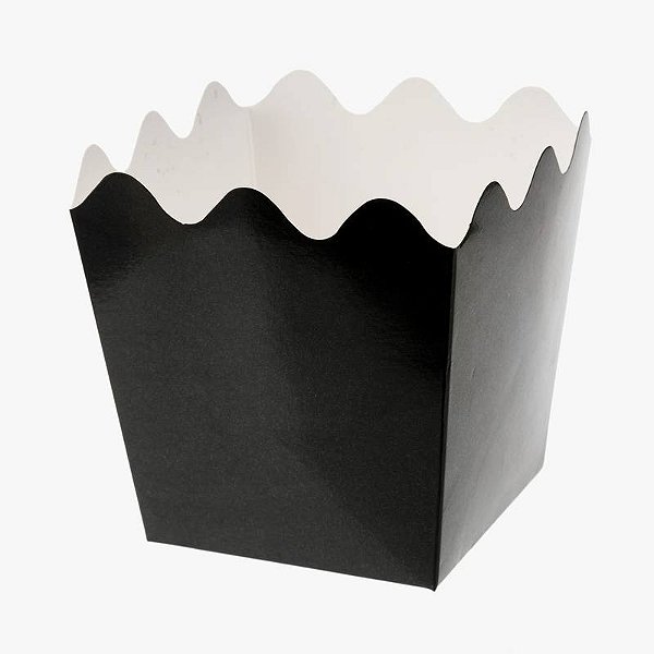Cachepot de Papel Liso Preto- 8 unidades