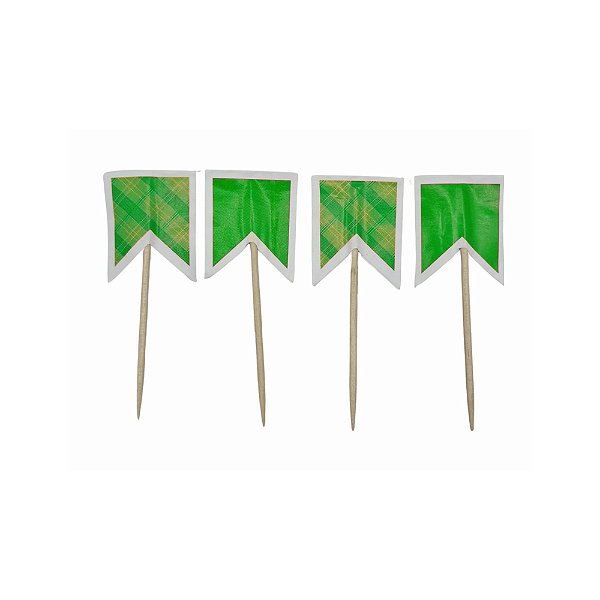 Palito Decorativo Bandeirinha Verde - 24 unidades