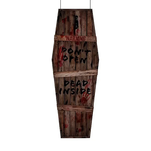 Enfeite Caixão Halloween para Pendurar 140x40cm – Decoração Assustadora