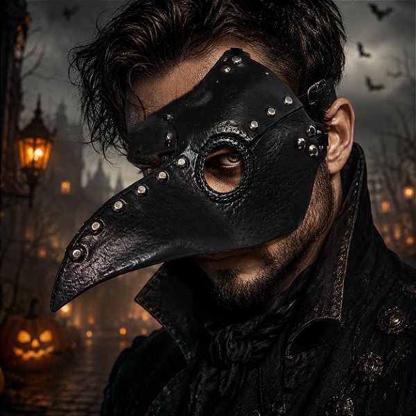 Meia Máscara Steampunk da Peste Negra – Estilo Retrô Futurista