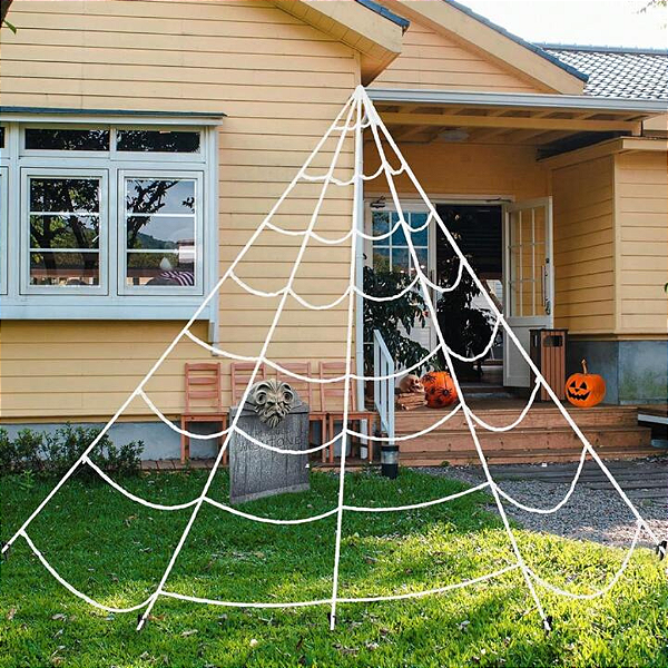 Teia de Aranha Triangular para Decoração Halloween – 5 x 4,8 metros