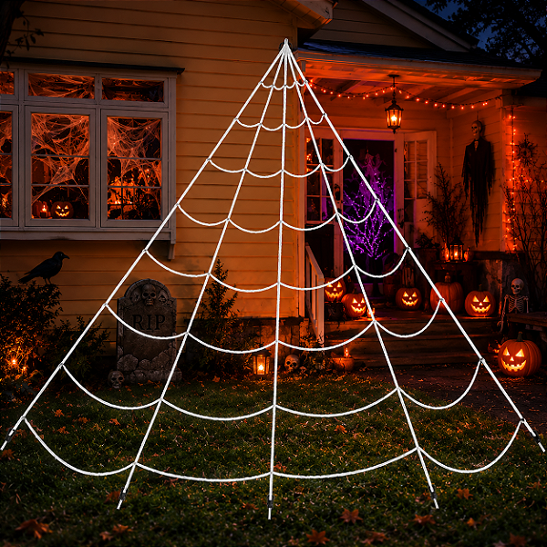 Teia de Aranha Triangular para Decoração Halloween – 5 x 4,8 metros
