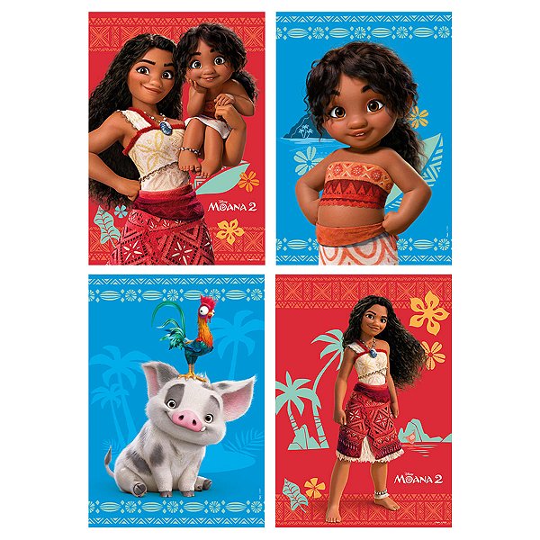 Cartaz Decorativo Moana 2 – Kit com 4 Unidades