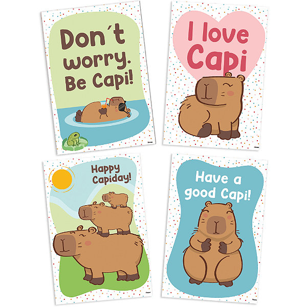 Quadros Decorativos Capivara – Festcolor (4 unidades)
