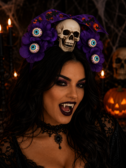 Tiara Halloween – Caveira e Olhos