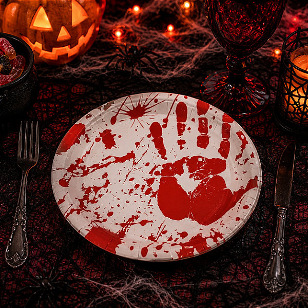 Prato de Papel Halloween Help 18cm – 10 Unidades