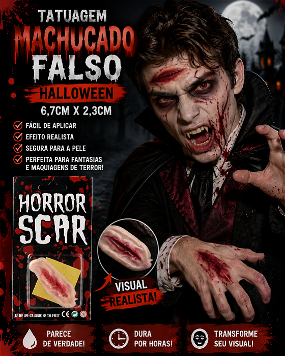 Tatuagem Machucado Falso Halloween – 6,7cm x 2,3cm