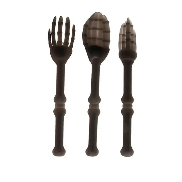 Kit Talheres com Colher, Faca e Garfo – Halloween Horripilante - Cor Preto