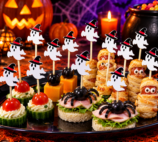 Palito para Petisco Fantasma Halloween – 12 Unidades