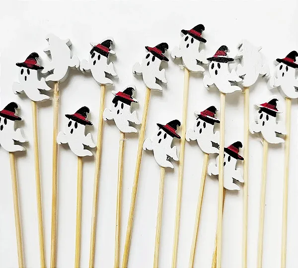 Palito para Petisco Fantasma Halloween – 12 Unidades