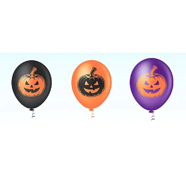 Balão Látex Halloween Abóbora Sortida Nº10 – Pacote com 25 Unidades
