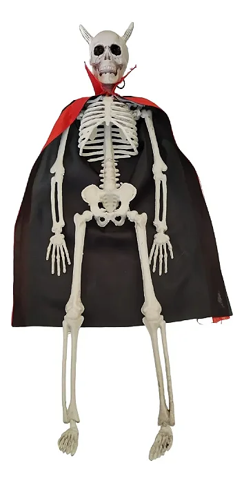 Esqueleto Diabinho com Chifres – Enfeite de Halloween 40cm