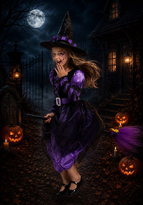 Vassoura de Bruxa Halloween 75cm - Preto ou Roxo - 1 Unidade