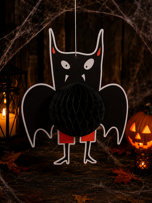 Enfeite Halloween Morcego de Papel Sanfonado – 21cm