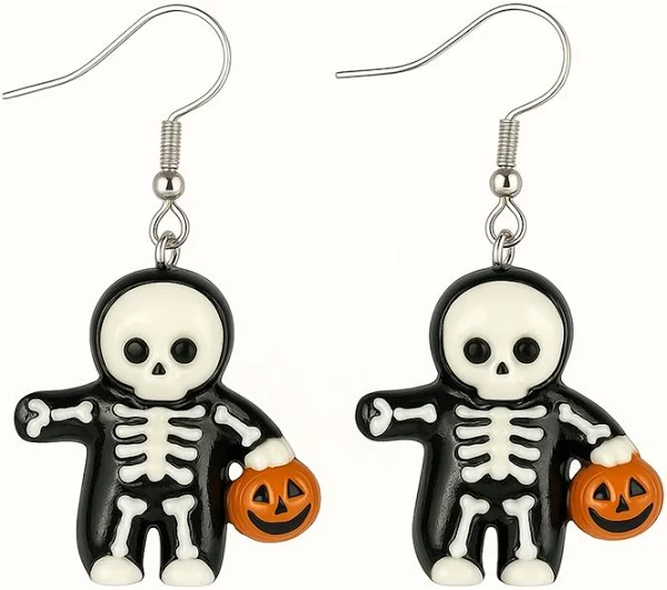 Brinco Halloween Esqueleto – Par com 2,5cm
