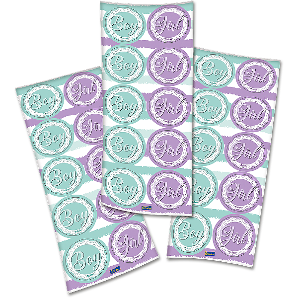 Adesivo Chá Revelação Especial Verde Roxo