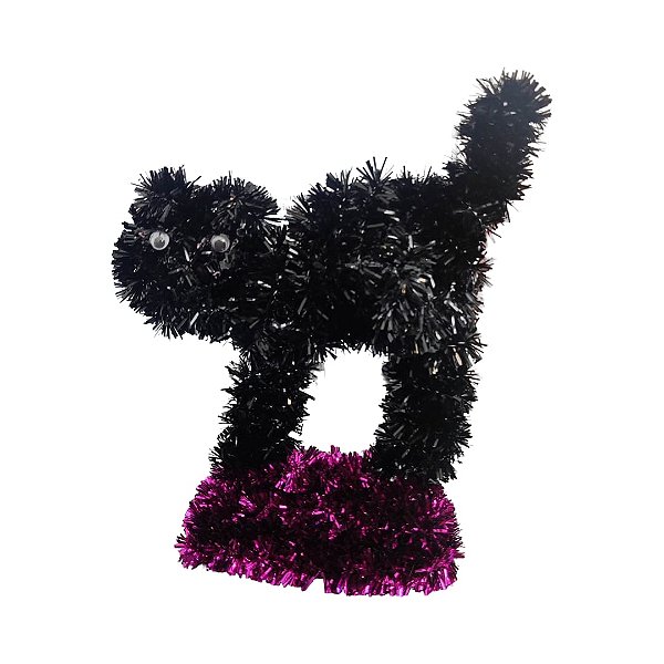 Enfeite Halloween Gato Preto Decorativo com Base