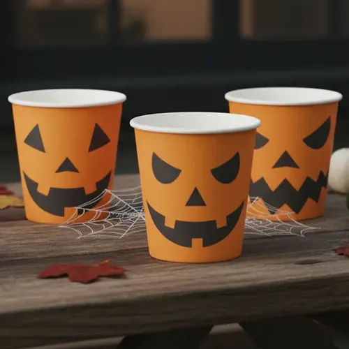 Copo de Papel Halloween Abóbora 210ml – 20 Unidades